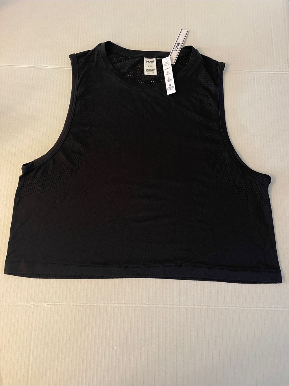 PINK Victoria's Secret Black Soft Seamless Seamless Crop Muscle Tank
